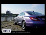 A fourth image of a Mercedes wrapped with Matte Purple Blue Iridescent Wrap Vinyl