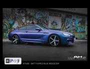 A Mercedes Coupe wrapped with Matte Purole Blue Iridescent Wrap Vinyl