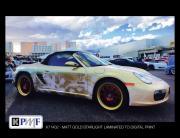 Porsche wrapped with KPMF Matte Gold Starlight Laminate vinyl