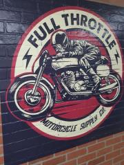 brick wall decal of motorcycle